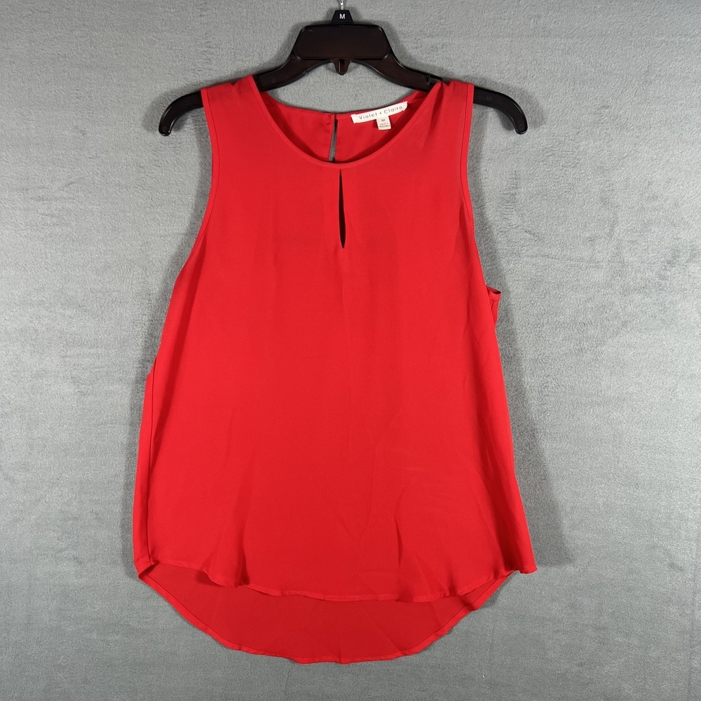 Violet + Claire Women's Red Keyhole Neck Sleeveless Blouse Top Size M Medium